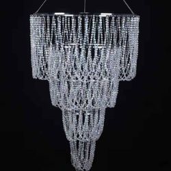 Crystal Wedding Chandelier Hanging Decor 4-Tier Beaded Event Centerpiece 24”