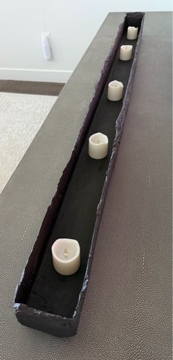 Long Dark Stone Candle Trough with Candles