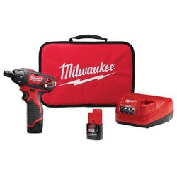  Milwaukee M12 1/4″ Hex Screwdriver Kit (2401-22) – 2 Batteries + Charger + Bag – Brand New/Unused