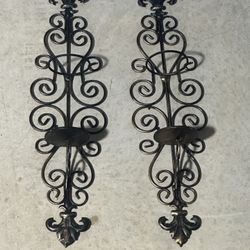 2pc Metal Candle Holder Wall Hanging 