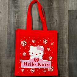 New Sanrio Hello Kitty Glittery Winter Holiday Tote Bag