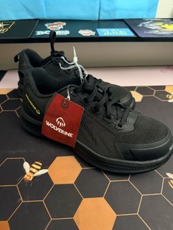 Wolverine Low Top Black Steel Toe Shoes 
