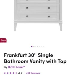 White 30” Bathroom Vanity With Carrara Marble Top