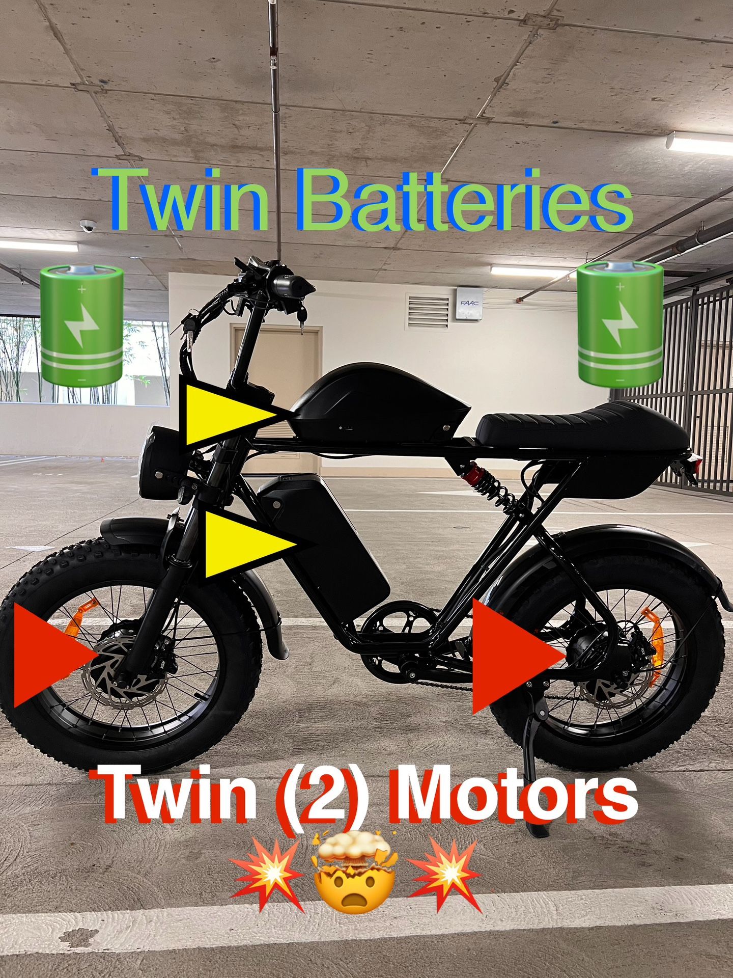 NEW ✅2000W/3000W/52V Dual Motor, 46ah(Total) Twin Dual Battery, Electric E Bike, 38mph, 5’4-6’5(Rider)