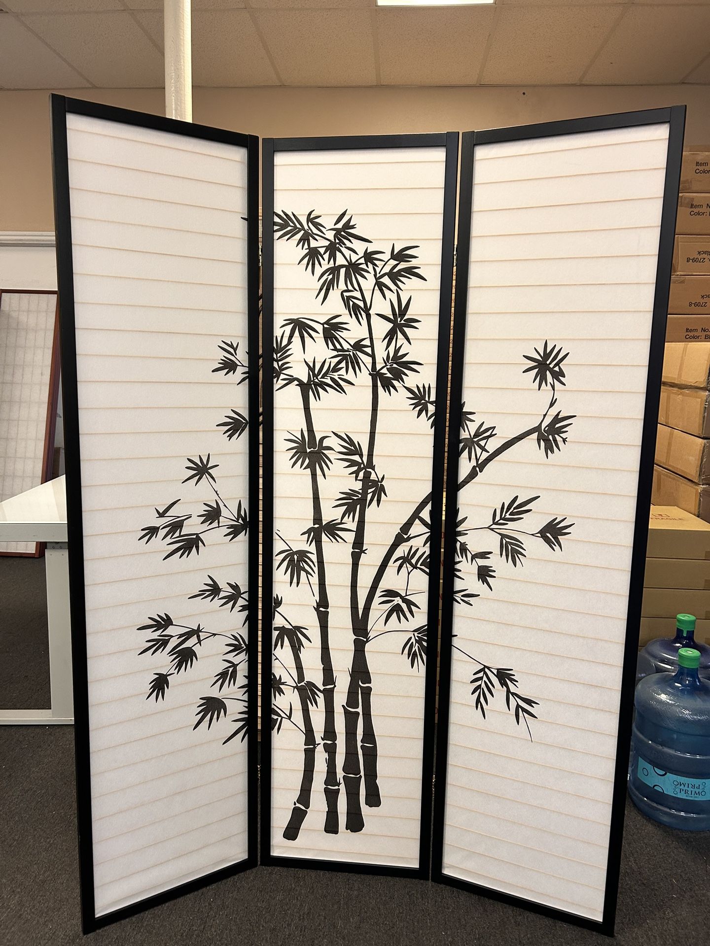 3 Panels Room Divider Bamboo Print