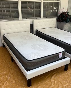 Twin Bed Frame with Tufted Headboard and Mattress included
