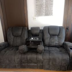 Vegan Leather Reclining Sofa