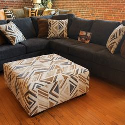 New Marquette 2 pc sectional sofa with ottoman and pillow by Albany