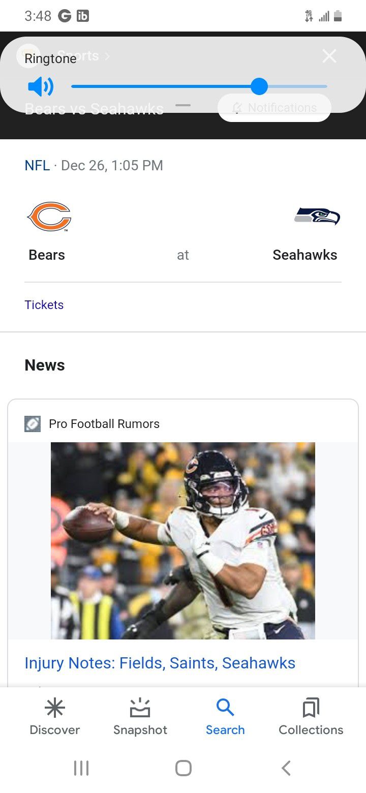 Chicago Bears   - Seattle  Game  Dec 26  2 Tickets 