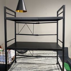 2-Tier Adjustable Countertop Microwave Oven Rack  Tableware Storage Stand Organizer