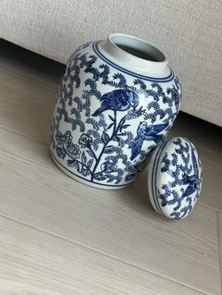 Blue & White Chinoiserie Ginger Jar with Lid