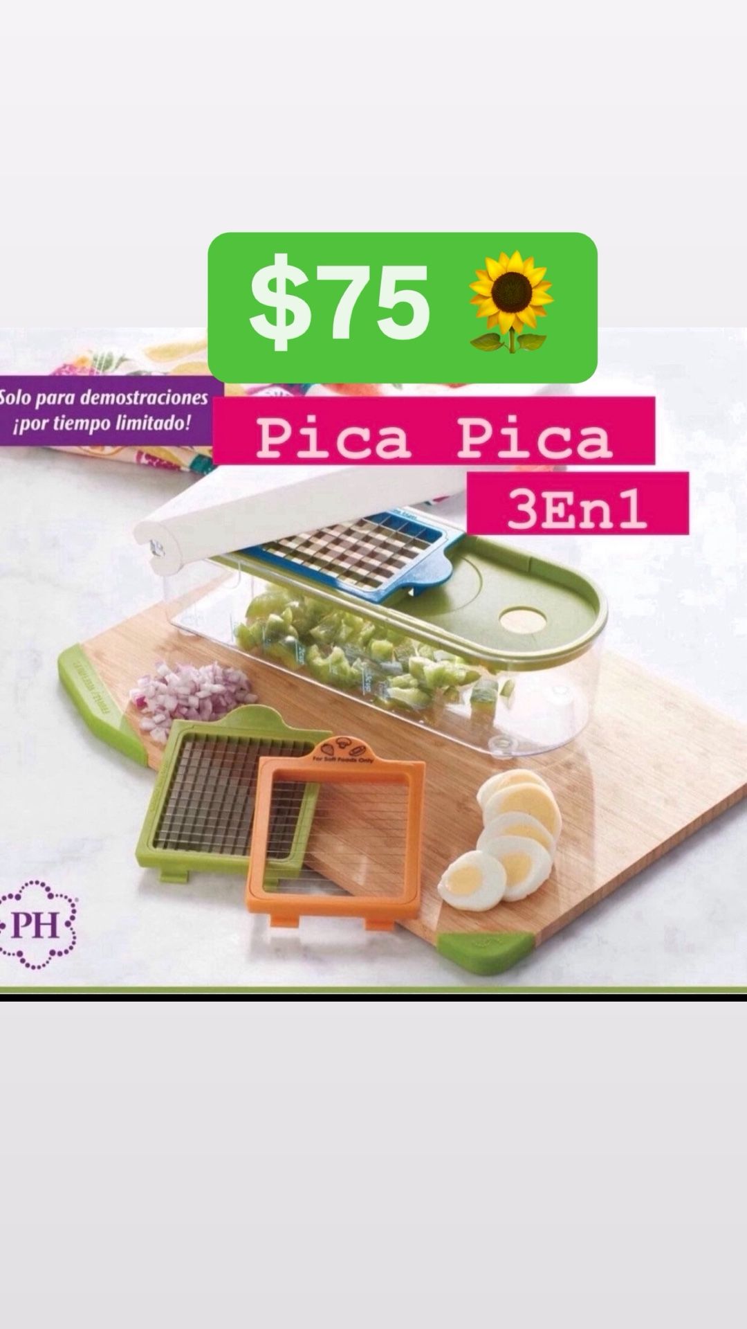 Especial $75.00 Pica Pica Multirebanador 3En 1 Corta Pica Y Rebana Nuevo En Su Caja Princess House