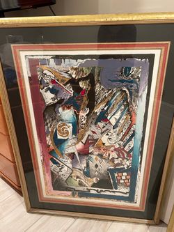 Framed Robert Kostick “Hands of Fate” abstract art