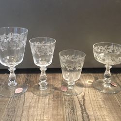 6pc Crystal Hand Blown  1930’s Bryce Glassware- Antique