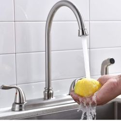 Stainless Steel Two Handle Kitchen Faucet with Sprayer, K2N 