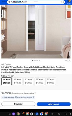 Ark Design 24x80 6-Panel White Pocket Door