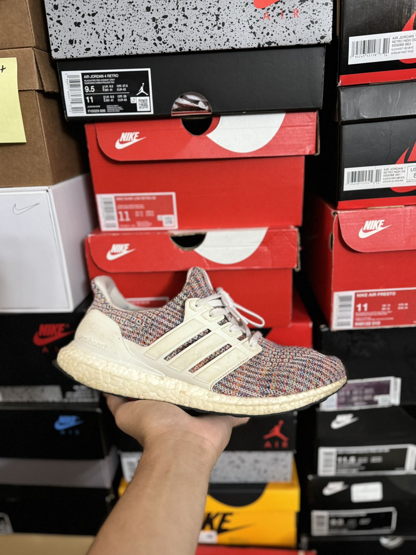 Adidas Ultra Boost 4.0 White Multi-Color size 9.5 USED