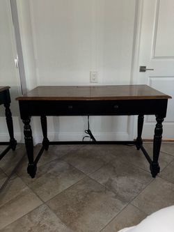 Black Wood Writing Desk with Drawer