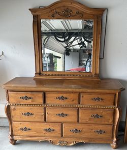 Wooden Dresser With Mirror