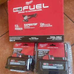 Milwaukee Grinder  &  batteries 