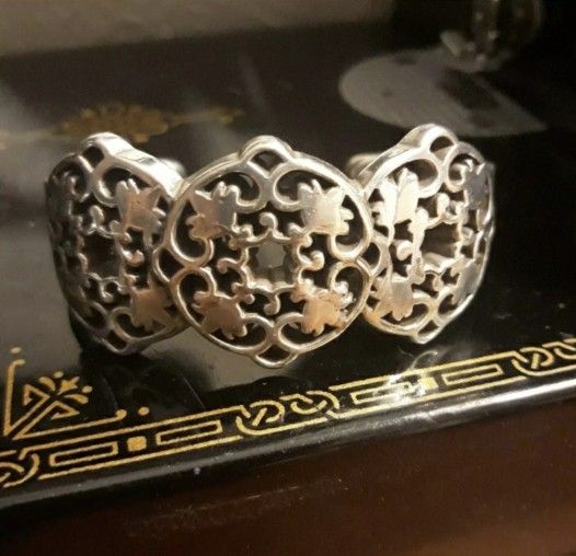 Brighton Open Cuff Filigree Bracelet Excellent Silverplate Metal
