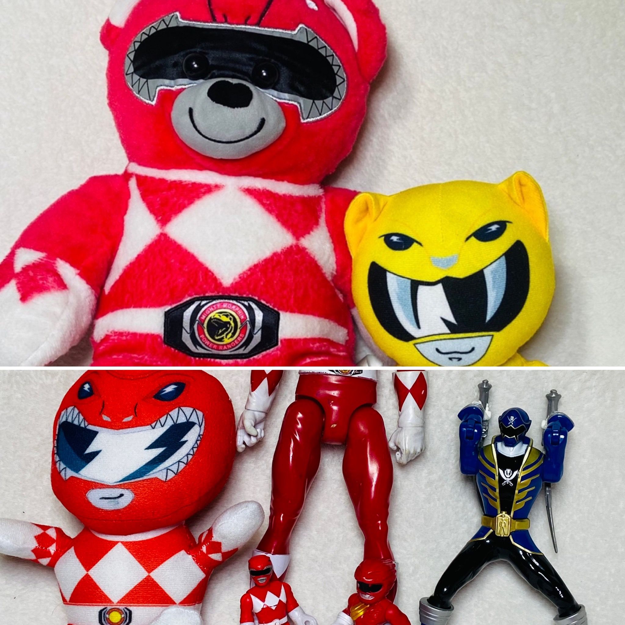 2017 Build A Bear Power Rangers Red Ranger Plush Teddy + Yellow Ranger Plush