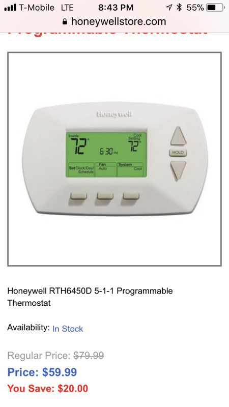 Honeywell 5-1-1 programmable thermostat.