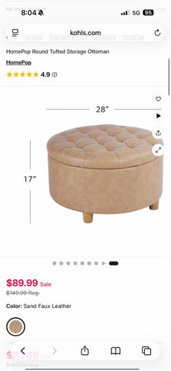 New Faux Leather Ottoman