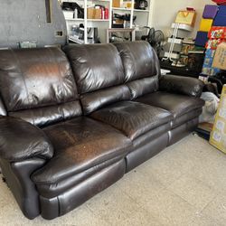 Dark Brown Leather Couch 
