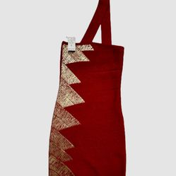 Bebe Red And Gold Bandage Midi Dress