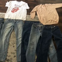 Lots Of Name Brand Jeans And Some Shirts 