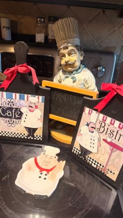 Vintage French Chef Kitchen Decor Set – 6 Pieces