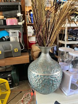Large Decorative Floor Vase with Floral Arrangement