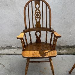 Vintage Windsor Kings Arm Chair- Solid English Oak 