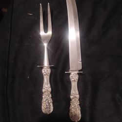 Sterling Silver Plated Carving Knife And Fork