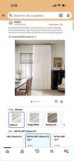 100 Inch Wide Pinch Pleated Linen Curtains 96 Inches