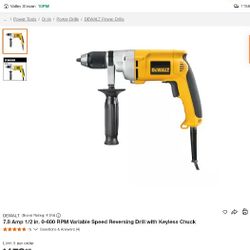 Drill DEWALT Reversing Drill Corded with Keyless Chuck, 7.8 Amp, 1/2-Inch (DW246)