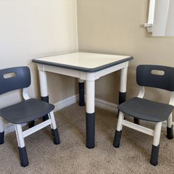 Kids Table and Chairs Set - Height Adjustable Toddler Desk, Non-Slip Kids Chair with Graffiti Desktop for Ages 1-8