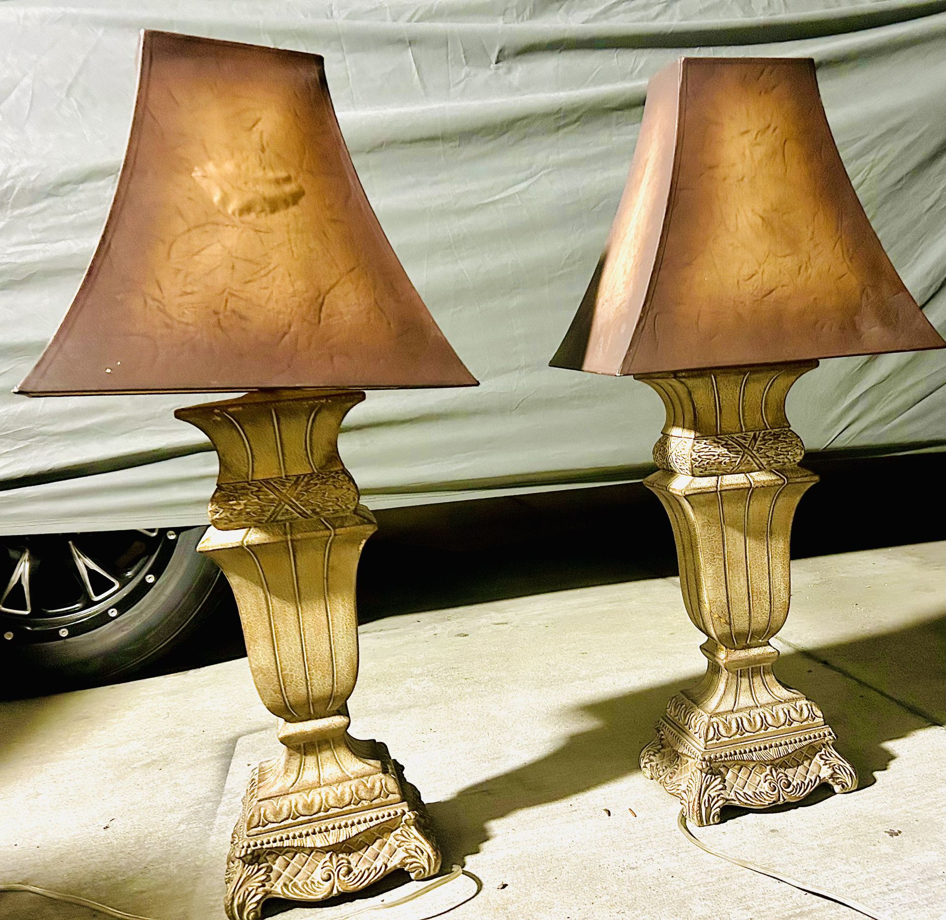 Two Large Antique Ceramic Lamps 