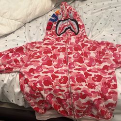 bape hoodie pink 