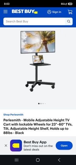 Perlesmith Mobile TV Cart with Lockable Wheels