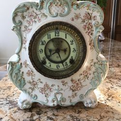 Antique Dresser Clock In Porcelain 