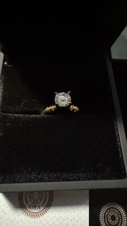 GRA 925 Sterling Silver Moissanite Gold-Toned Solitaire Ring