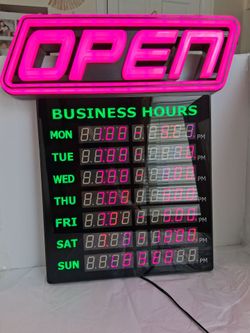 Led Open Sign With Business Hours Stand Out With Multi Color Combos