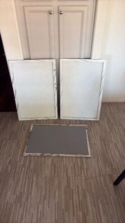2 White Picture Frames + Bulletin Board