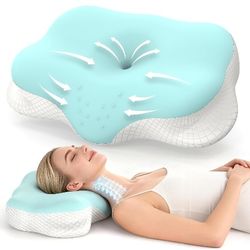 Cervical Pillow for Neck Pain Relief - Ergonomic Pillow for Sleeping Side Sleeper Pillow for Adults, Contour Neck Pillow Cooling Memory Foam Pillows