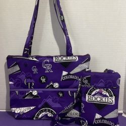 NEW UNIQUE COLORADO ROCKIES QUILTED HANDMADE PURSE & CROSSBODY PHONE POUCH SET