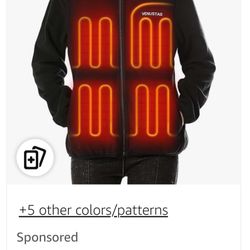 Venustas Women's Fleece Heated Jacket with Battery Pack 7.4V, 5 heating zones