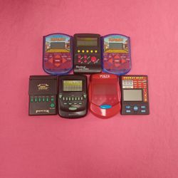 7 Old Handheld Electronic Games - Hangman, Poker & Solitaire 