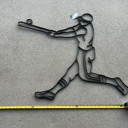 Baseball Player Metal Sign 